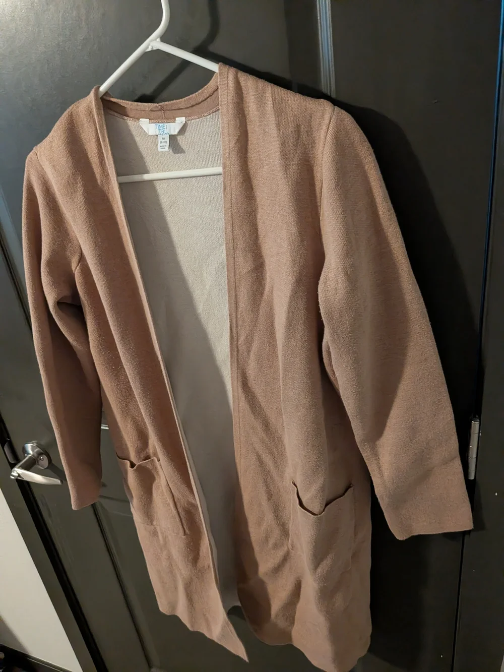 Mauve Open-Front Long Cardigan